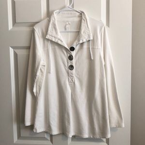 Lulu B white top with black/grey buttons